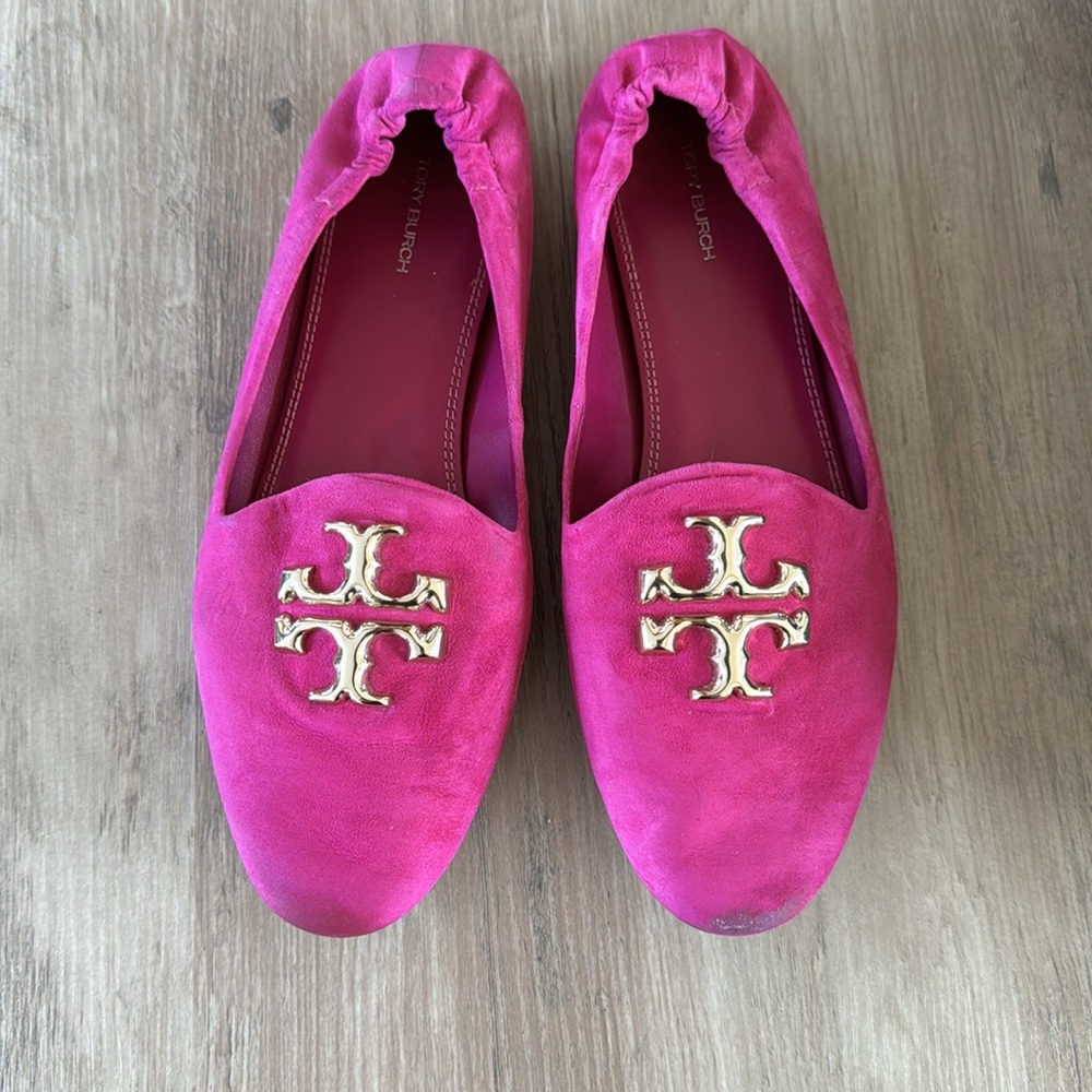 Tory Burch Eleanor Fuchsia Flats Size 10